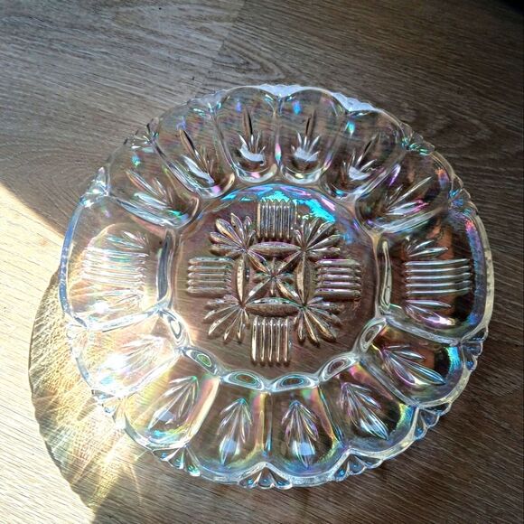 Federal Mid Century Modern 50's Iridescent Glass Serving Platter Georgetown - Picture 2 of 8